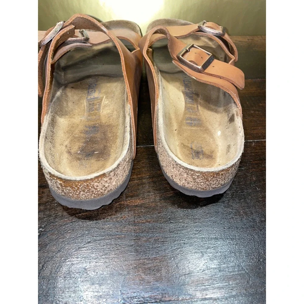 Birkenstock Arizona Tan‎ Leather Double Strap Sandals Men's Sz 43 EU 10-10.5